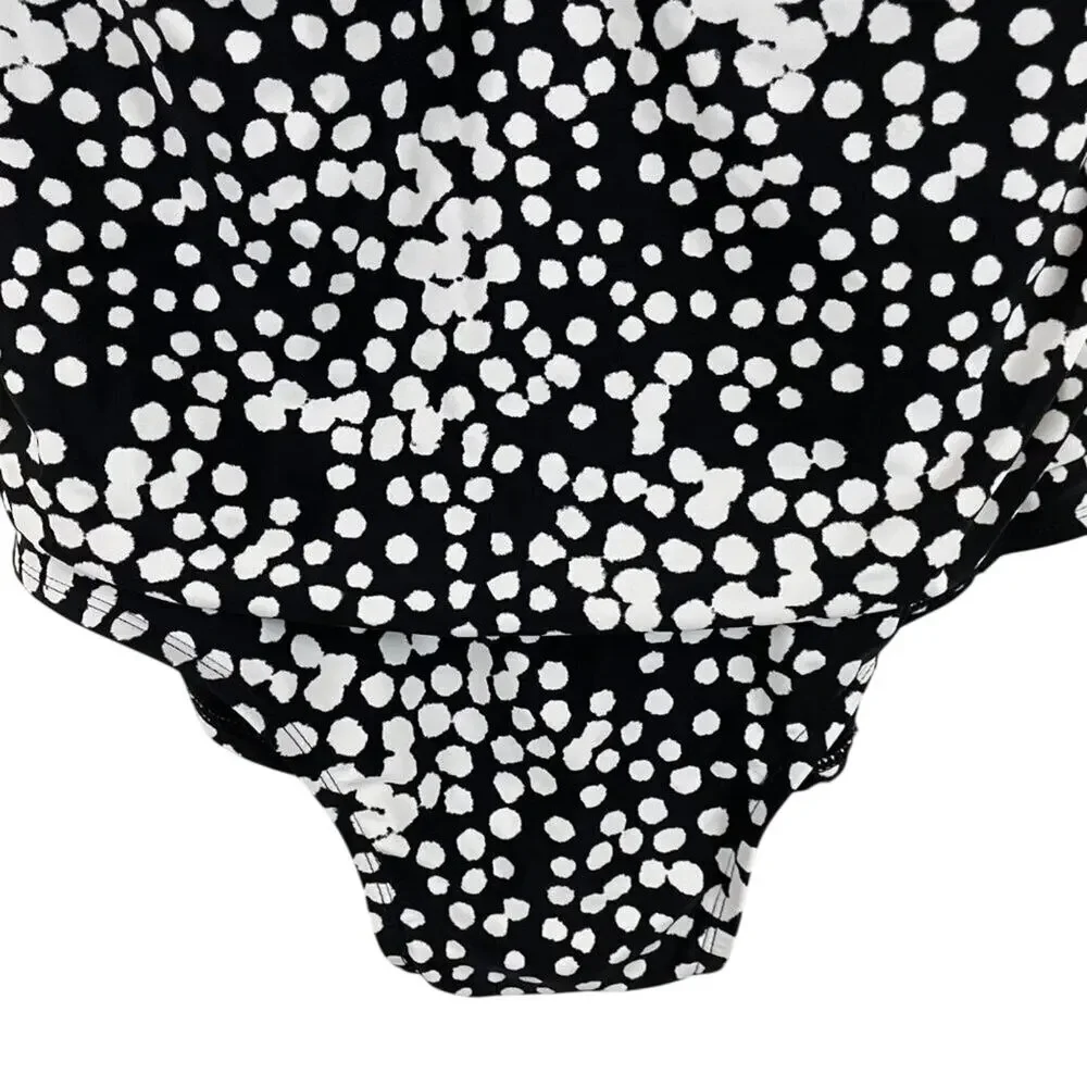 Catalina Black & White Scattered Polka Dot Twist Front Swimsuit Size 3X
